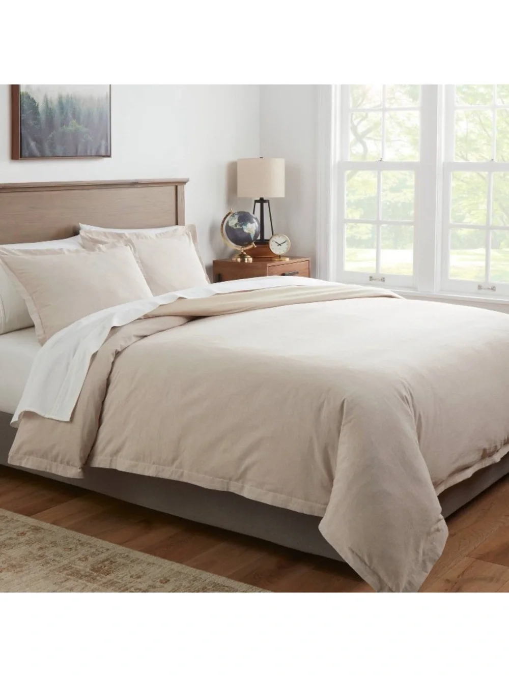 Full/Queen Cotton Linen Chambray Duvet Cover & Sham Set {Khaki}- Threshold